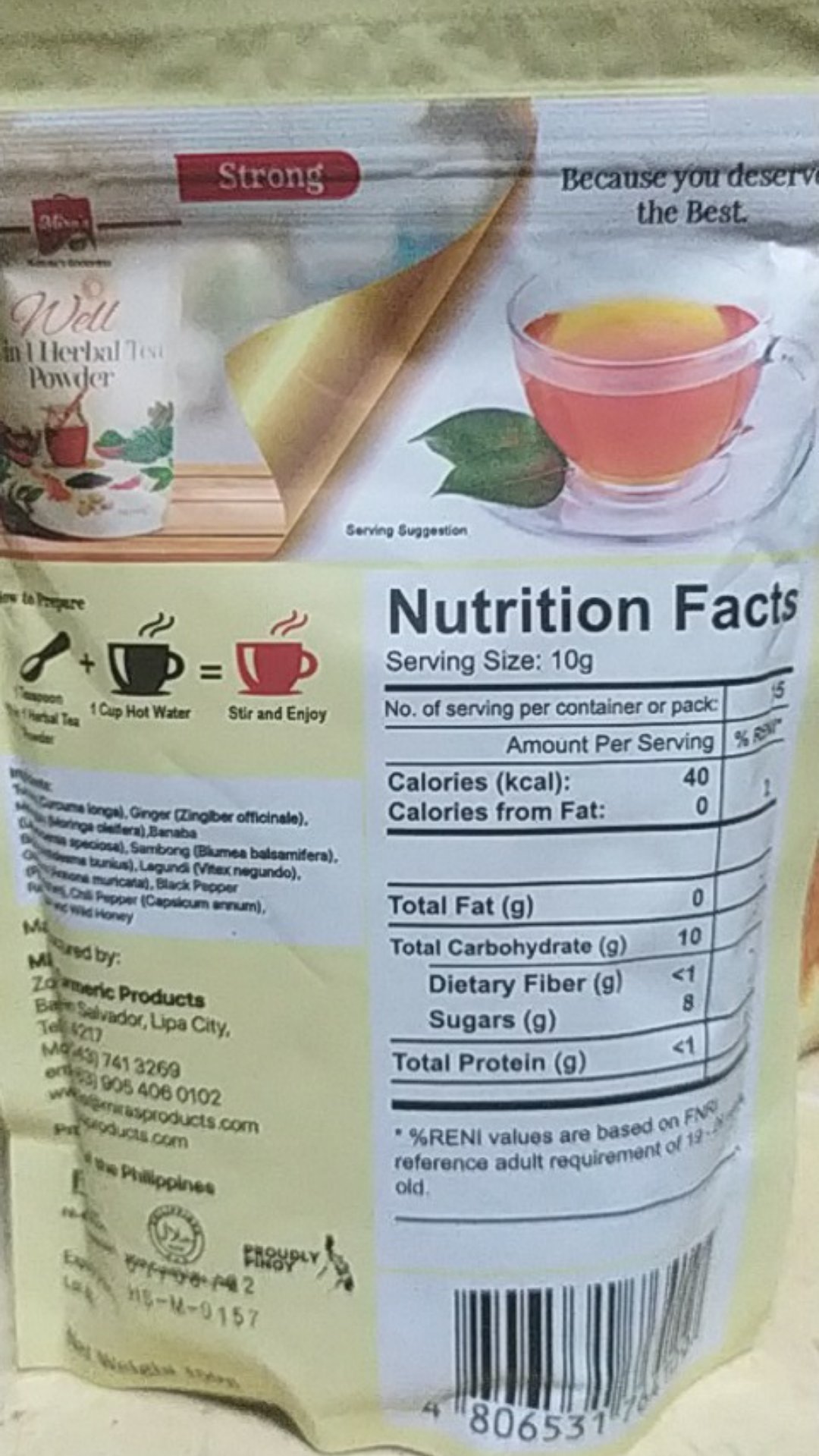 Mira's 12 in 1 Herbal Tea Powder Shopee Philippines