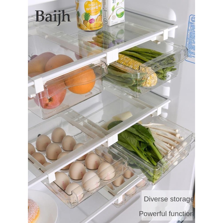 Kitchen Fruit Food Storage Box Plastic Clear Fridge Organizer Slide