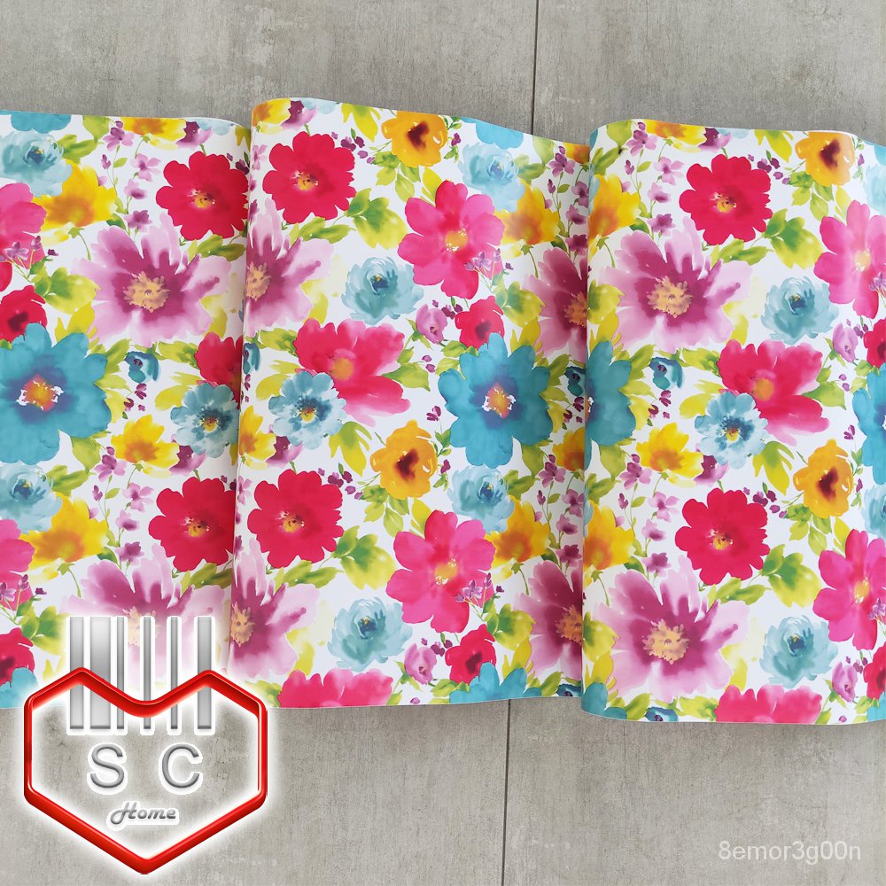 SC Wallpaper BRIGHT FLORAL STYLE (45CM x 10M) Self Adhesive Textured