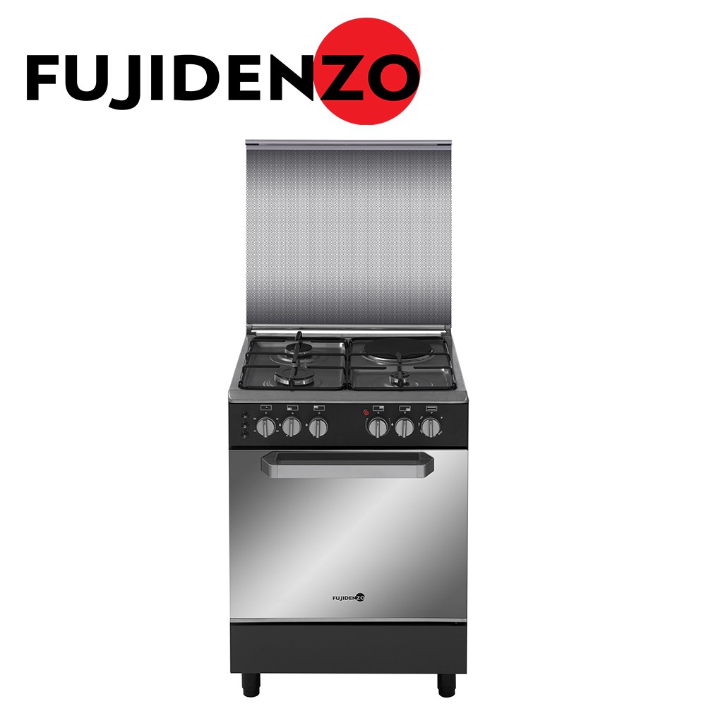 Fujidenzo 60 cm, 3 Gas Burner + 1 Eletric Hot Plate Cooking Range with Rotisserie FGR6631VTRMB