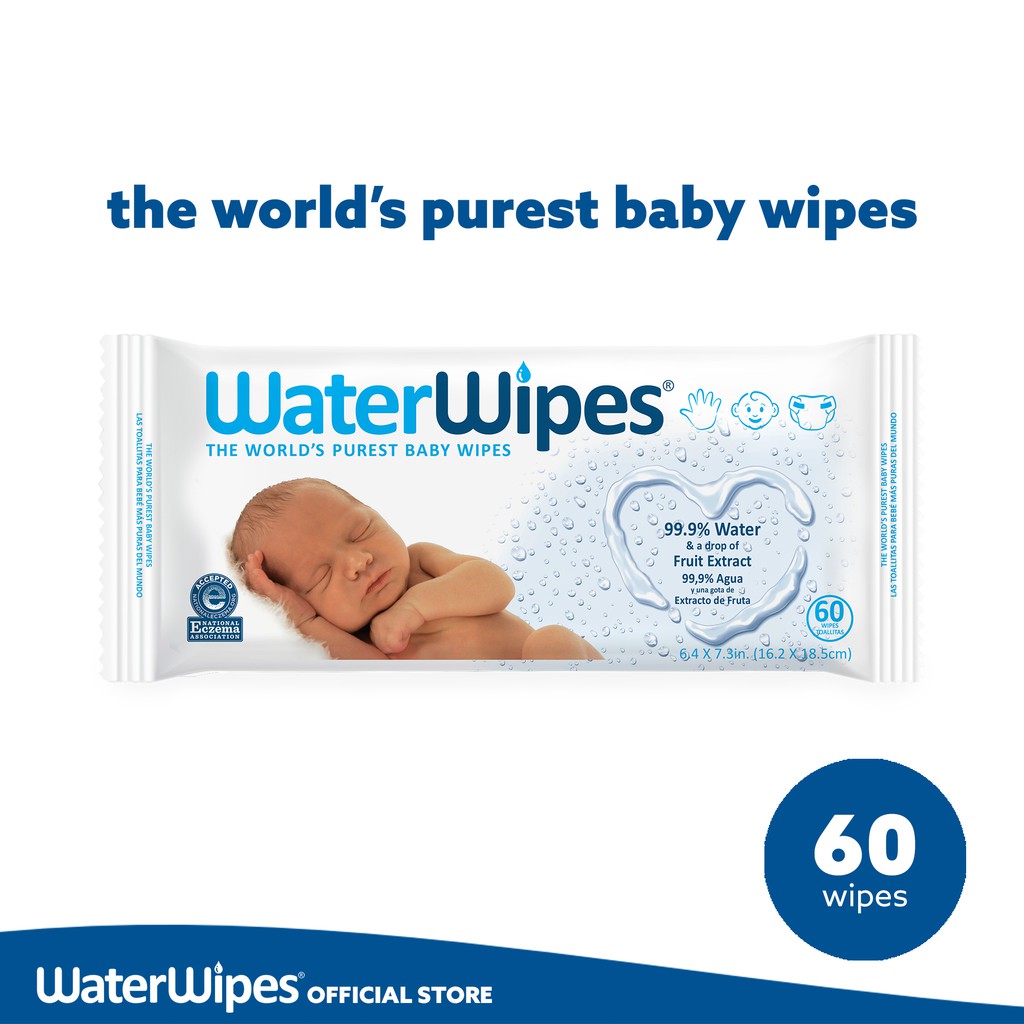 WATERWIPES 60pk Original Baby Water Wipes for Newborn, Premature