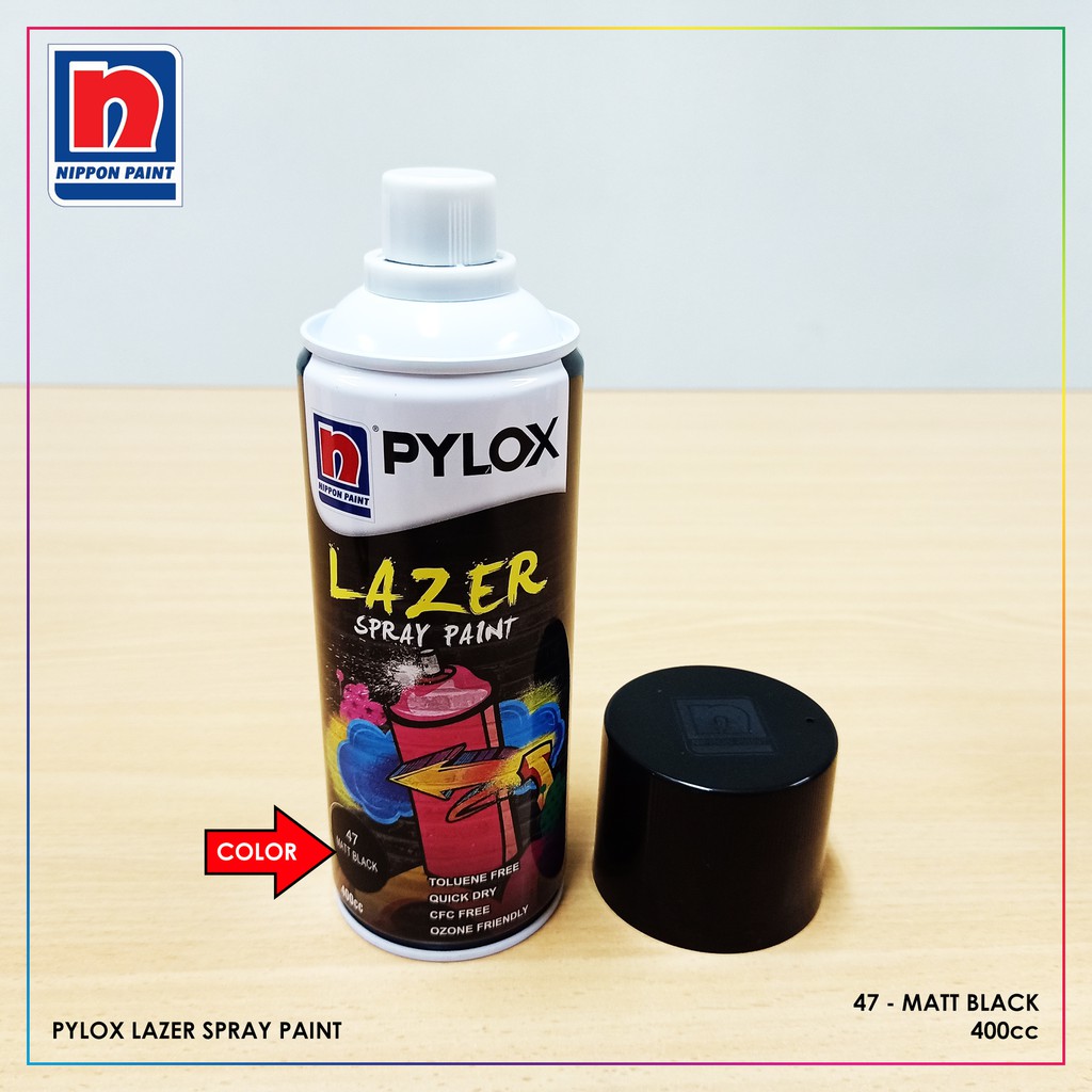 Pylox Lazer Spray Paint Matte Black PLZ047 400cc Nippon Shopee