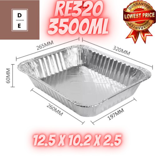 Aluminum tray with Lid RE320 3500 ml (20 pcs) Shopee Philippines