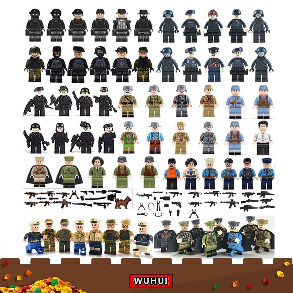 WUHUI 50PCS Lego SWAT Military Army WW2 Minifigures Toy