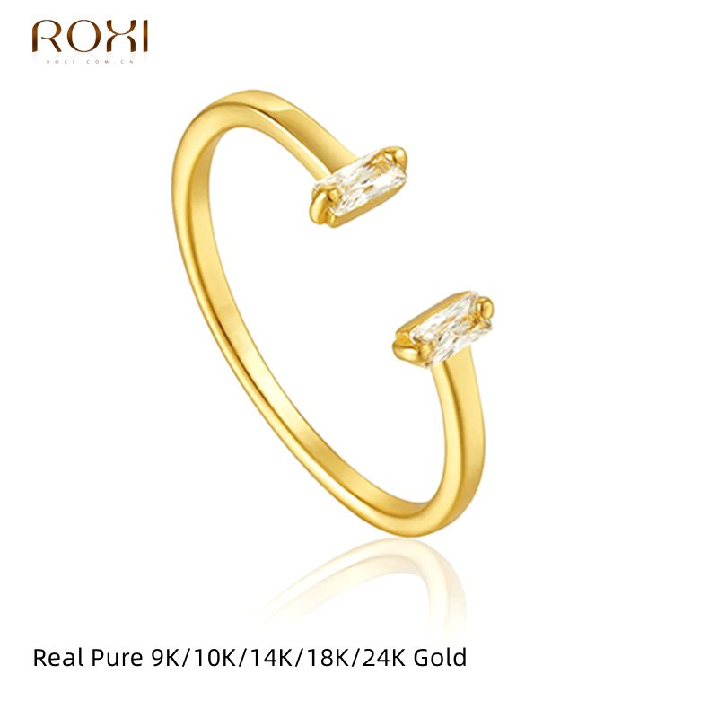 ROXI Real Gold 9K/10K/14K/18K/24K Solid Gold Rings Luxury Exquisite
