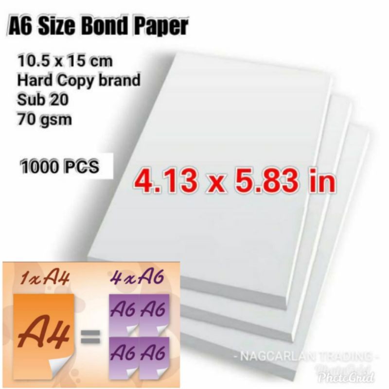A6 Size Bond Paper Sub 20/70 gsm (1000 pcs) | Shopee Philippines