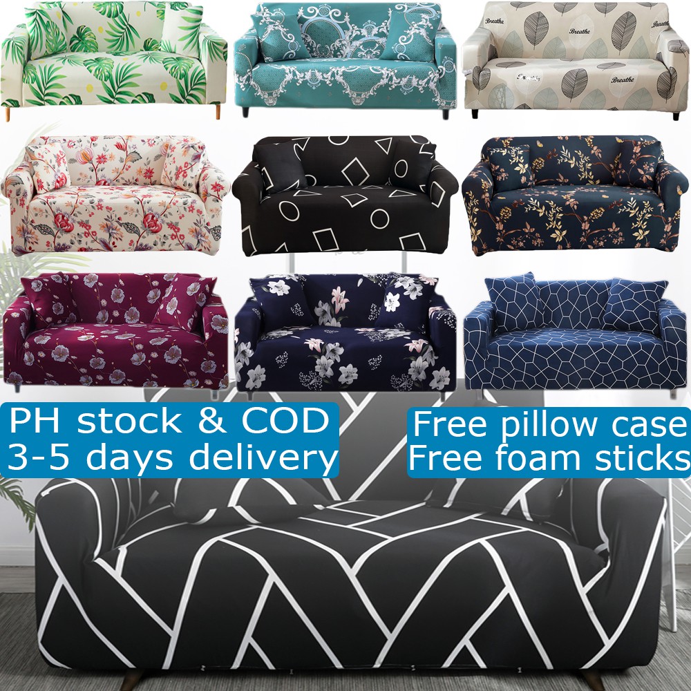 [PH STOCK & COD] Elastic Sofa Cover Regular L Shape Stretchable 1/2/3/4