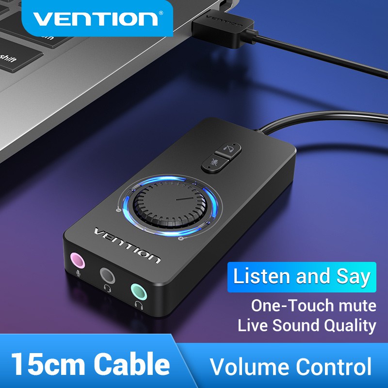 Vention Sound Card USB External Stereo Sound Adapter with Volume Control USB to 3.5mm Audio