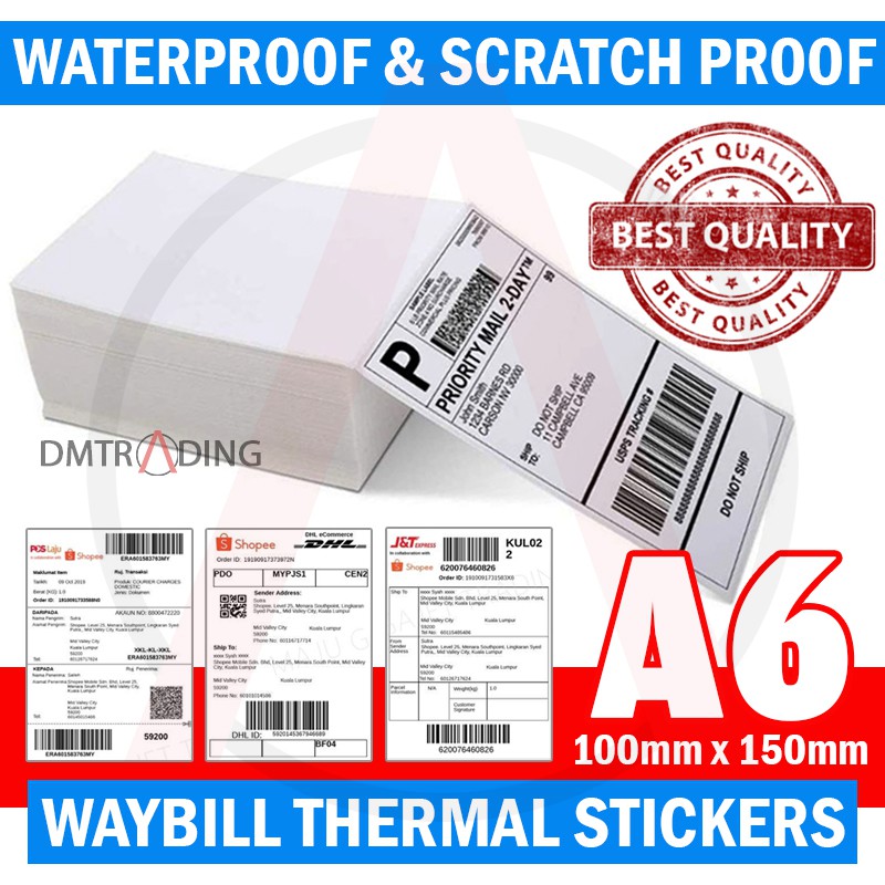 A6 Waybill Thermal Sticker Paper Size 100 mm x 150 mm Shopee Philippines