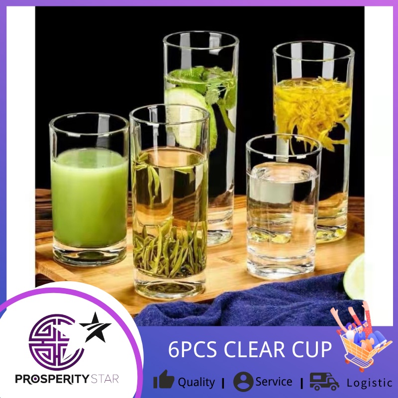 Prosperity Star [6PCS] High Quality Transparent Drinking Glass Milk Cup
