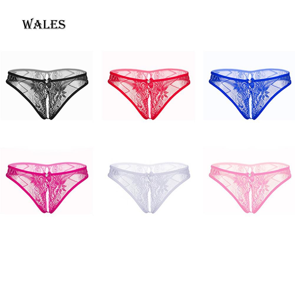 Wales&Women Sexy Hollow Lace Low Waist GString Tback Briefs Underwear