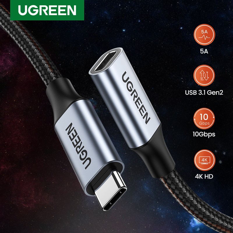 UGREEN USB C Extension Cable USB Type C 3.1 Gen 2 Male To Female Fast Charging & Audio Data
