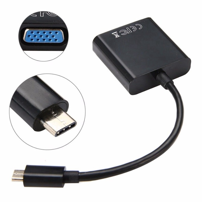 USB 3.1 Type C To VGA Adapter Cable Video Converter