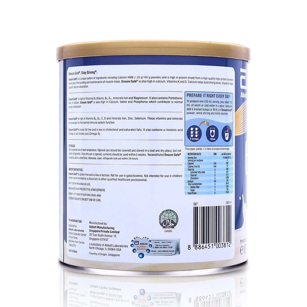 Ensure Gold Powder Nutrition Facts Besto Blog