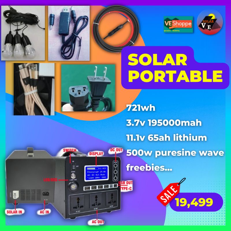 195000mah Solar Power Station Portable Generator Set allin1 Plug n