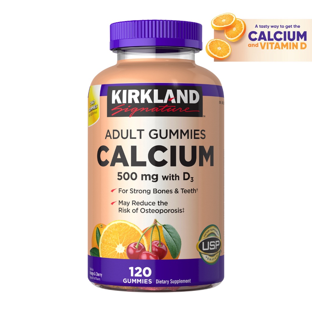 Kirkland Signature Calcium 500 mg with D3, 120 Adult Gummies Dietary