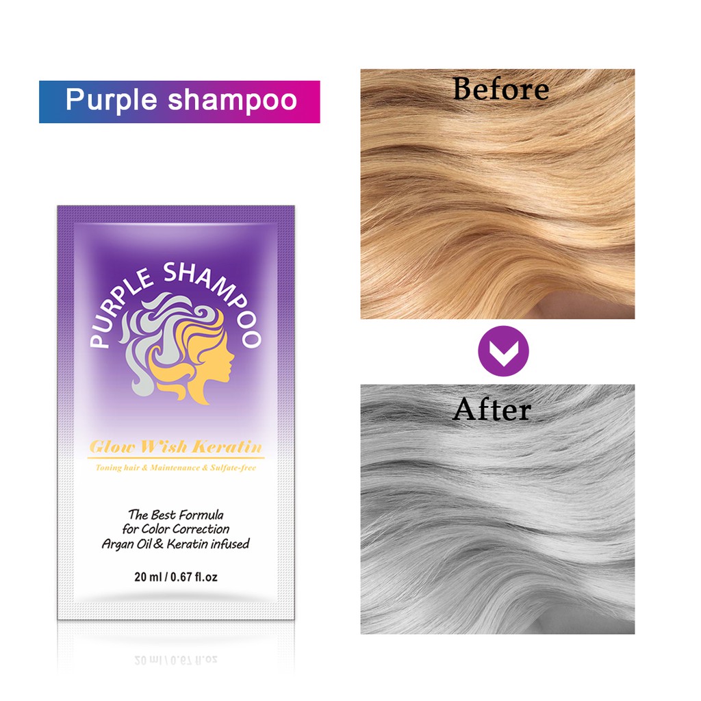 Glow Wish Keratin Purple Shampoo with Argan Oil 20ml Purple Conditioner