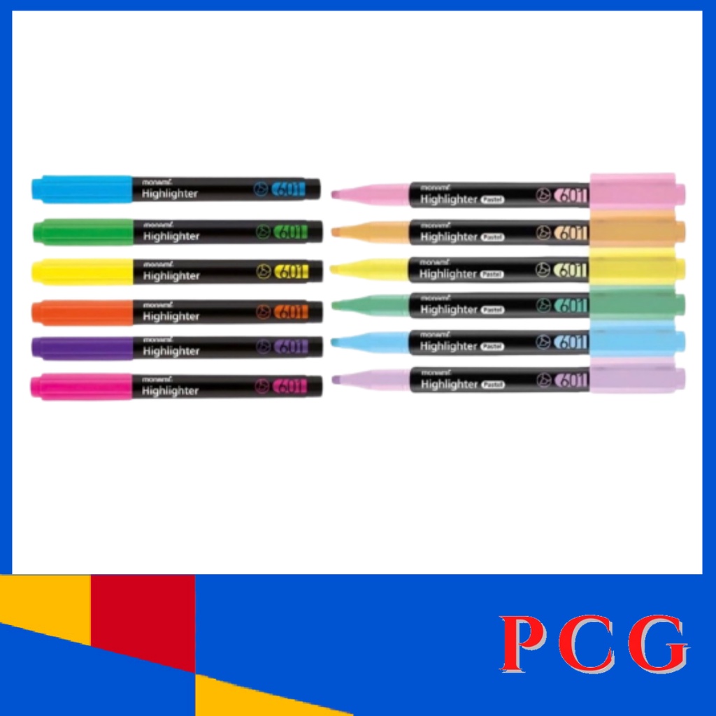 Monami Flourescent & Pastel Colour Highlighter Textliner Pen 601 (Per