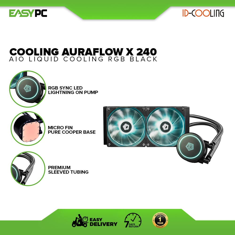 ID Cooling Auraflow X 240 AIO Liquid Cooling RGB, Brand new, Compatible