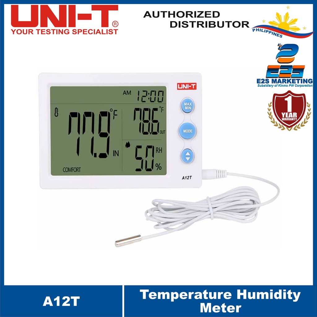 UNIT Humidity and Dual Temperature Meter with External Probe A12T
