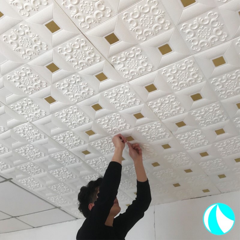 Large size 70*70cmSelfadhesive Roof Ceiling Wallpaper 3D PVC Waterproof Wallpaper Living Room