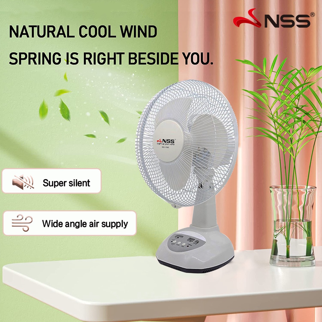 NSS Solar fan with panel Solar Electric Fan Rechargeable fan 12" with