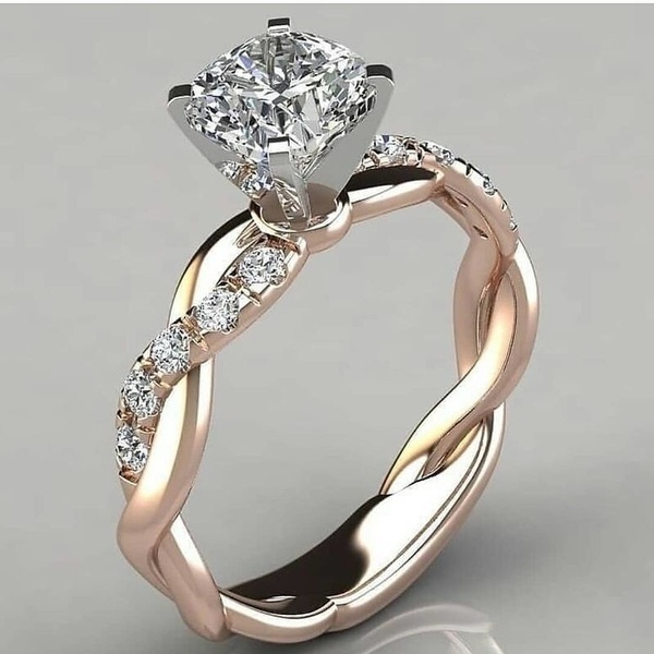 925 engagement ring Sterling Silver Twisted Shape Diamond Ring Wedding