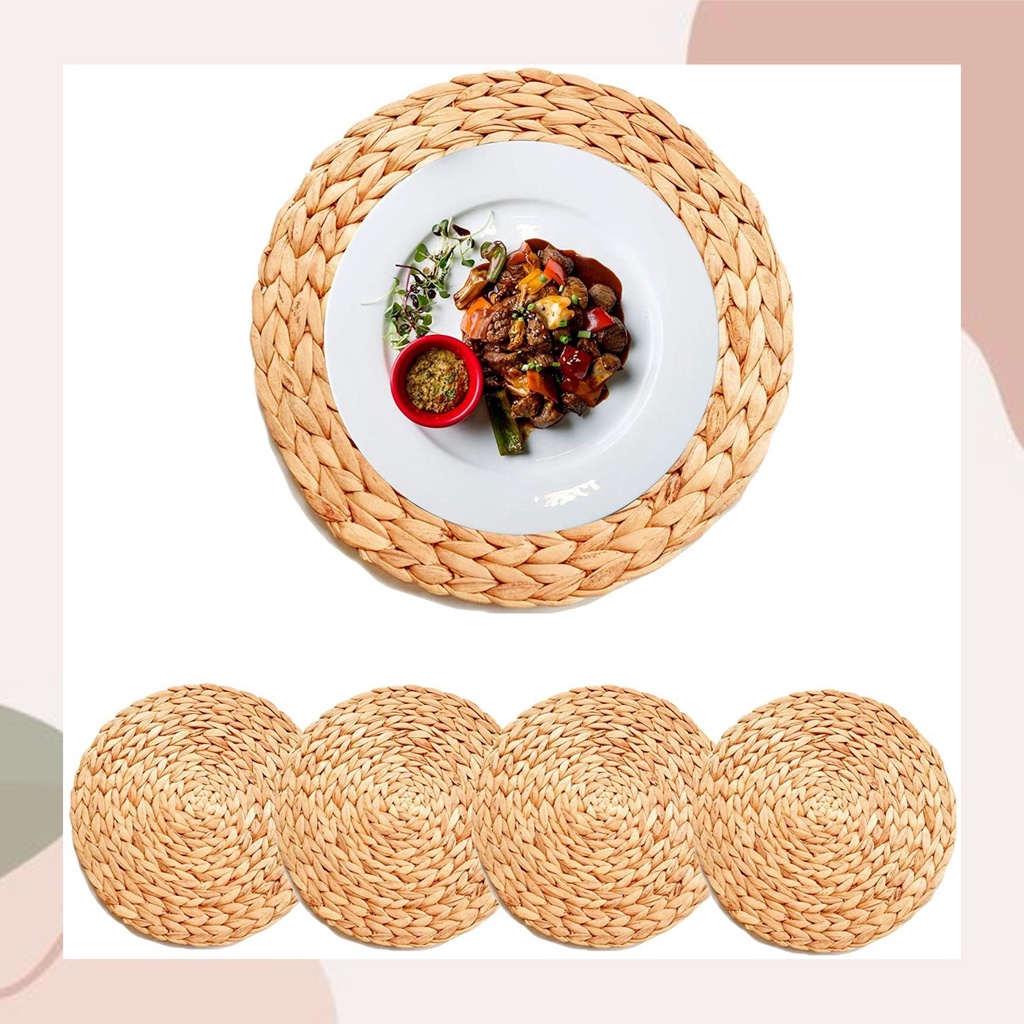 Native Round Placemat Handmade 2in1 set of Placemat 14" and Coaster 4