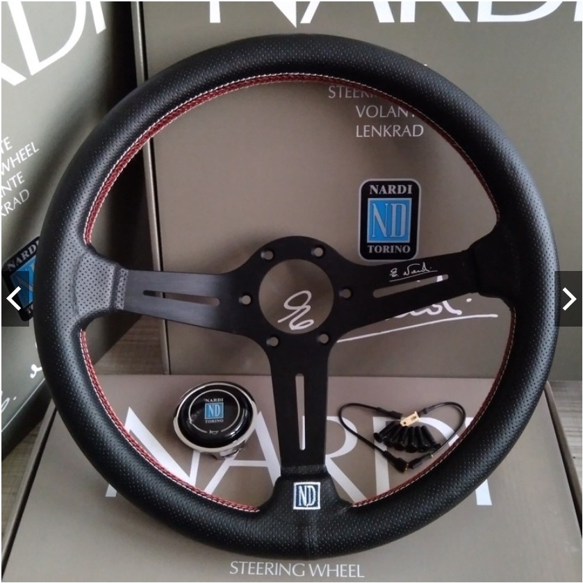 Nardi 350MM Steering Wheel Real Leather 14inch Auto Racing Drifting Steering wheels Shopee