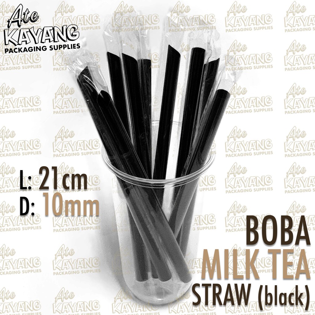 Milk Tea straw, Sago straw, (Black) Individually sealed, 50 PCS PER