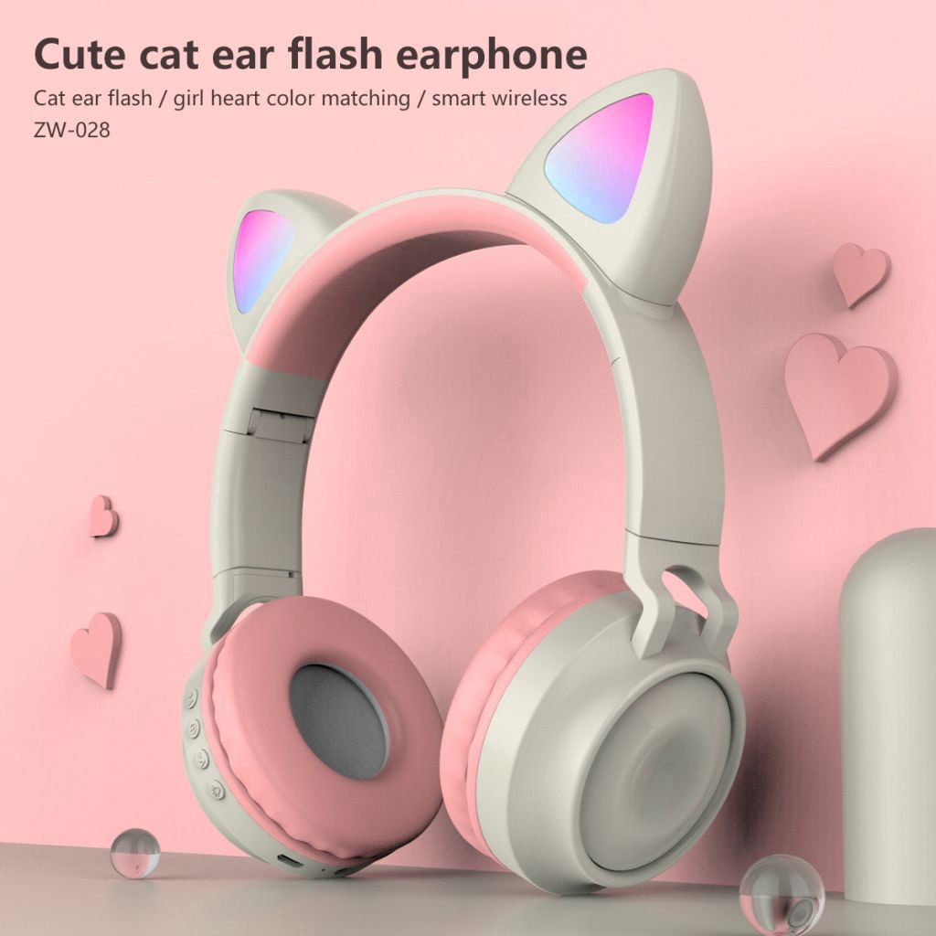 【RM】 Cute Wireless Headphones Glowing Bluetooth 5.0 Headphone For Girls