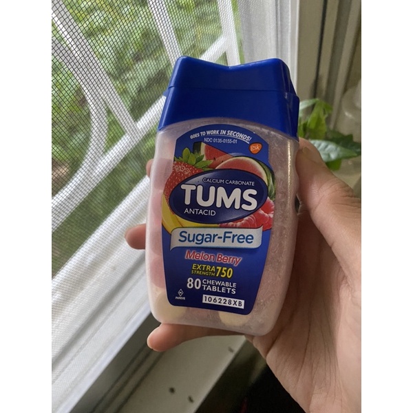 TUMS antacid sugar free melon berry 750 extra strength 80 tablets