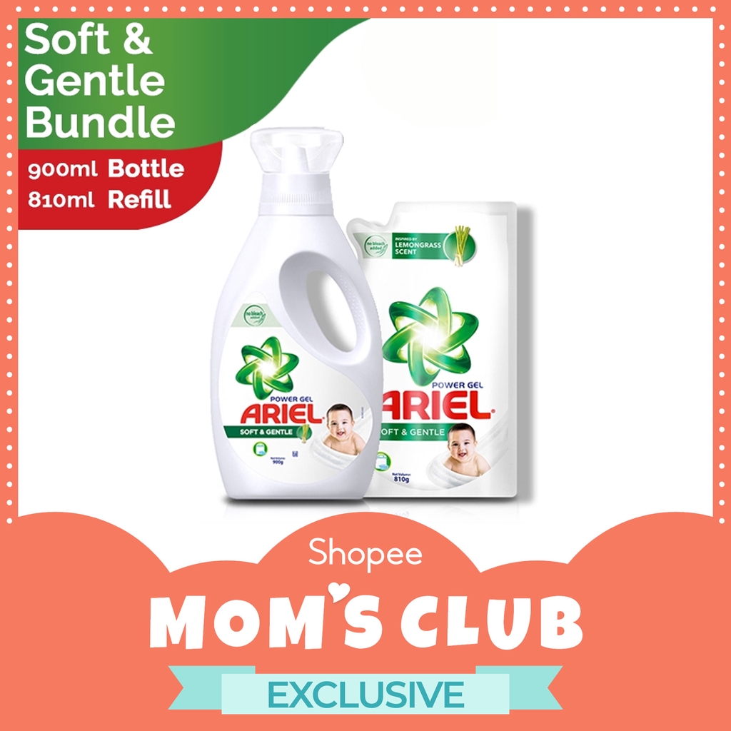 Ariel Liquid Detergent Soft and Gentle Bottle (900mL) + Refill (810mL) Shopee Philippines