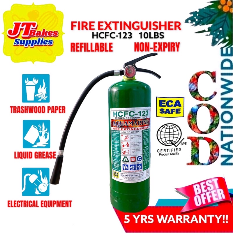 Fire Extinguisher HCFC123 10 LBS Refillable 5 Years Warranty Shopee