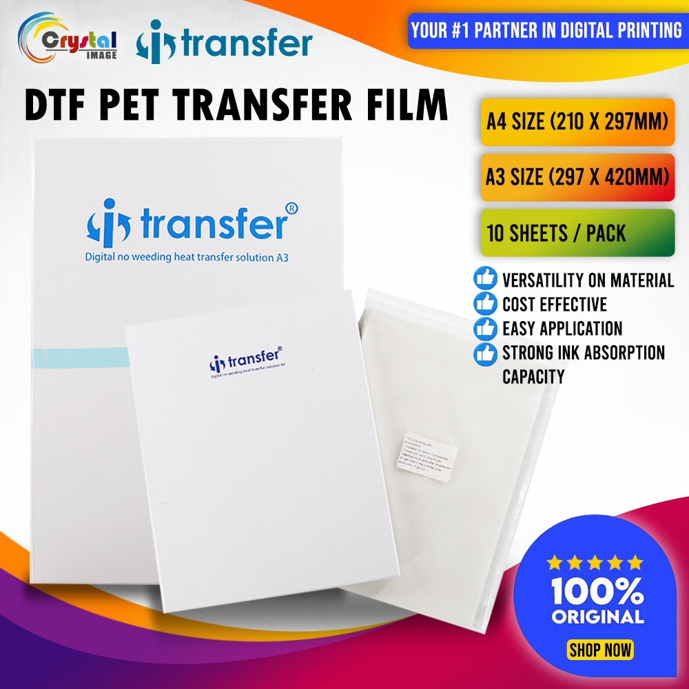 DTF Direct to Film PET Transfer Film Glossy A4 & A3 Size (10 sheets