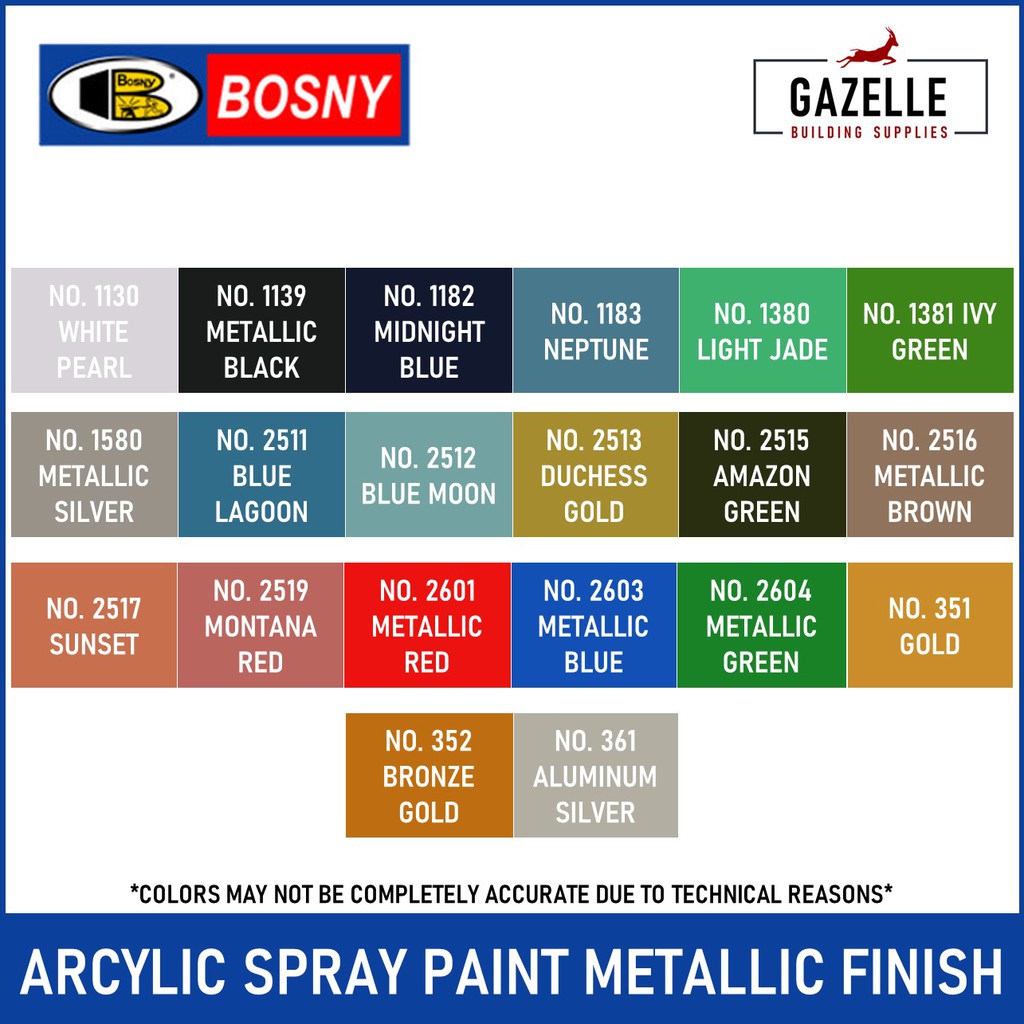 Bosny Metallic Finish Acrylic Spray Paint 2512 Blue Moon Shopee Philippines