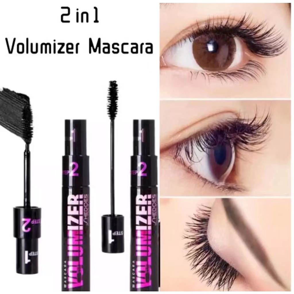 Mascara 2IN1 floor cream waterproof natural fiber curl thick not easy