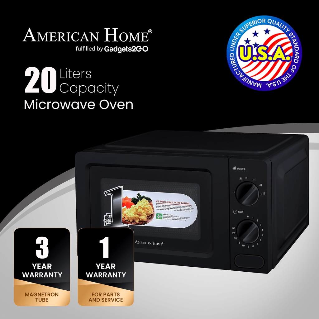 American Home 20L Mechanical Microwave Oven (Black / White) Shopee Philippines