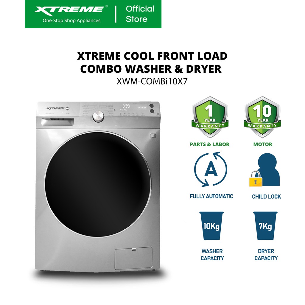 XTREME COOL Frontload Combo Washer & Dryer 10KG Washer 7KG Dryer INVERTER