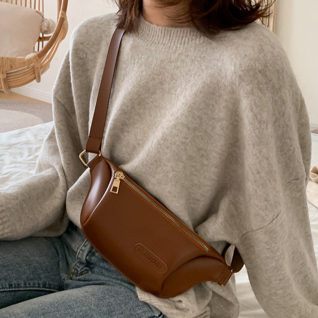 Mumu 7041 Korean Fashion Belt Bag Chain Portable Chest Leather Bags