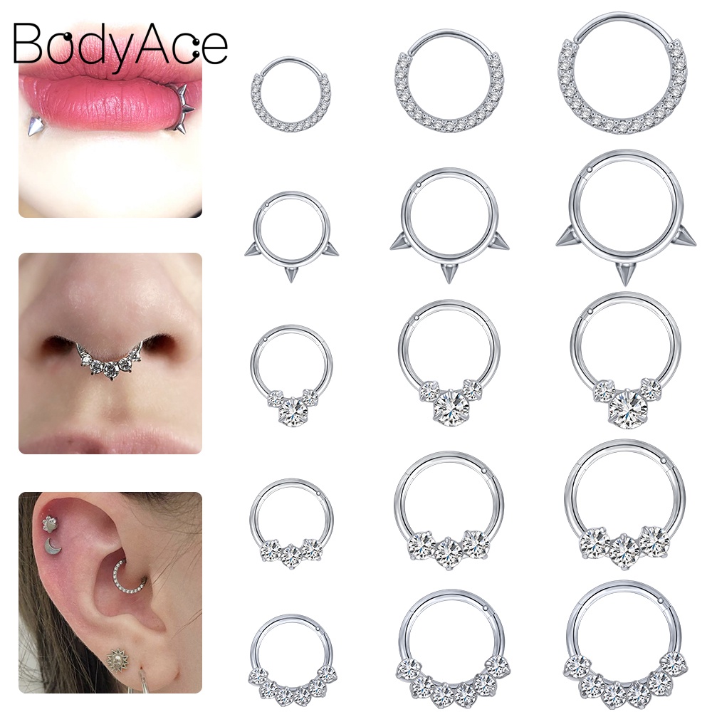 Bodyace 1 Pc 6/8/10MM Stainless Steel Septum Piercing Shiny Cubic