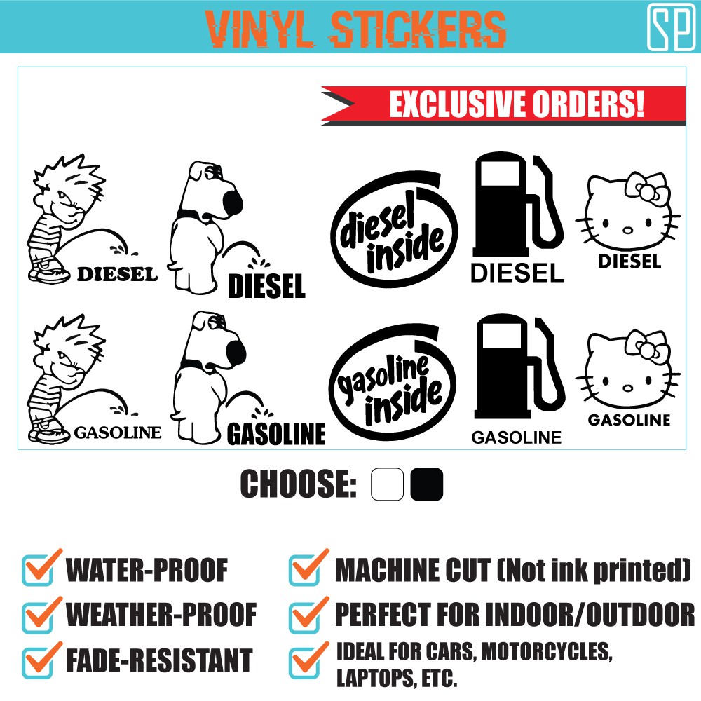 Diesel / Gas VINYL STICKERS for cars' fuel tank Shopee Philippines