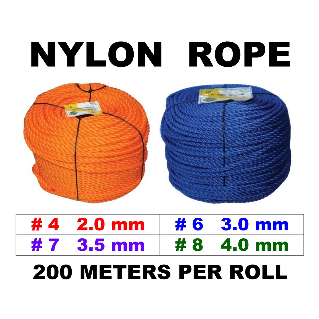 NYLON ROPE SIZE 4 6 7 8 PER ROLL | Shopee Philippines