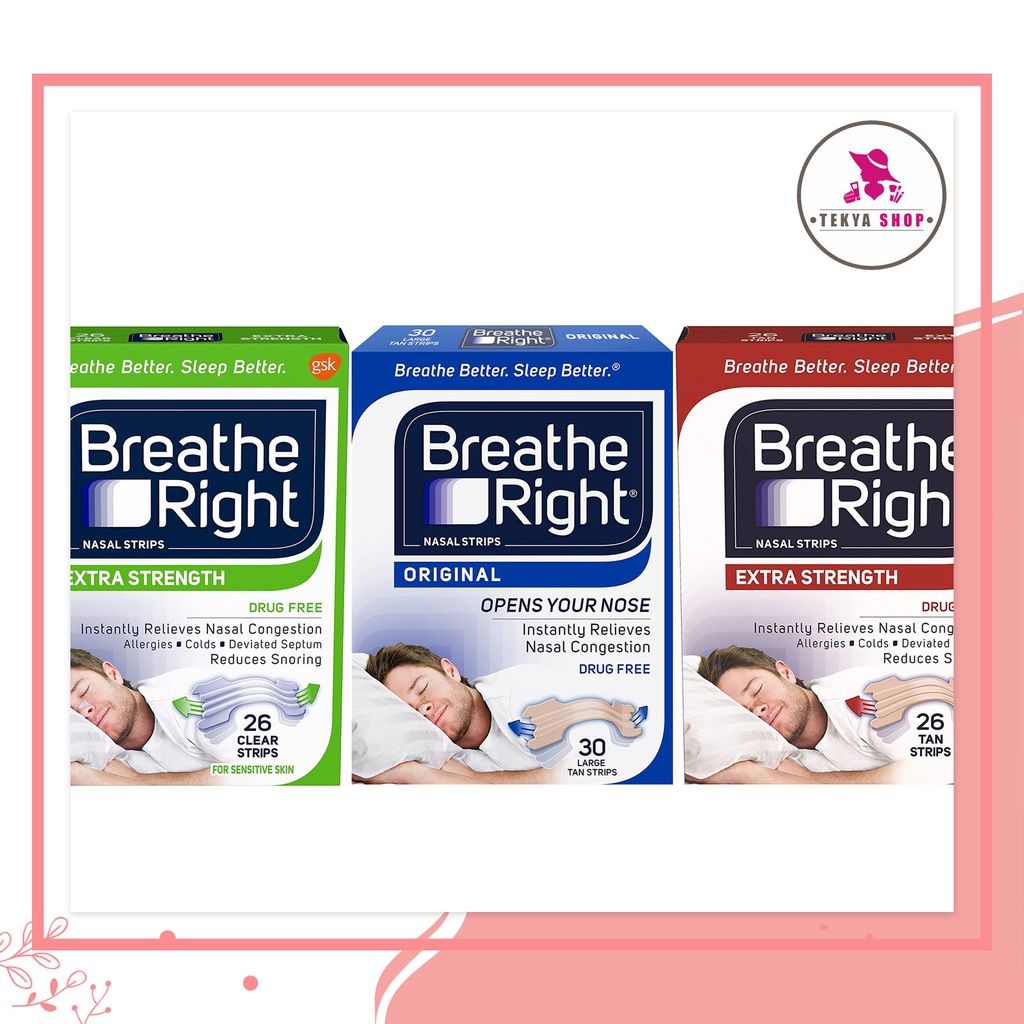 Breathe Right Nasal Strips (Original, Extra Strength Clear & Tan