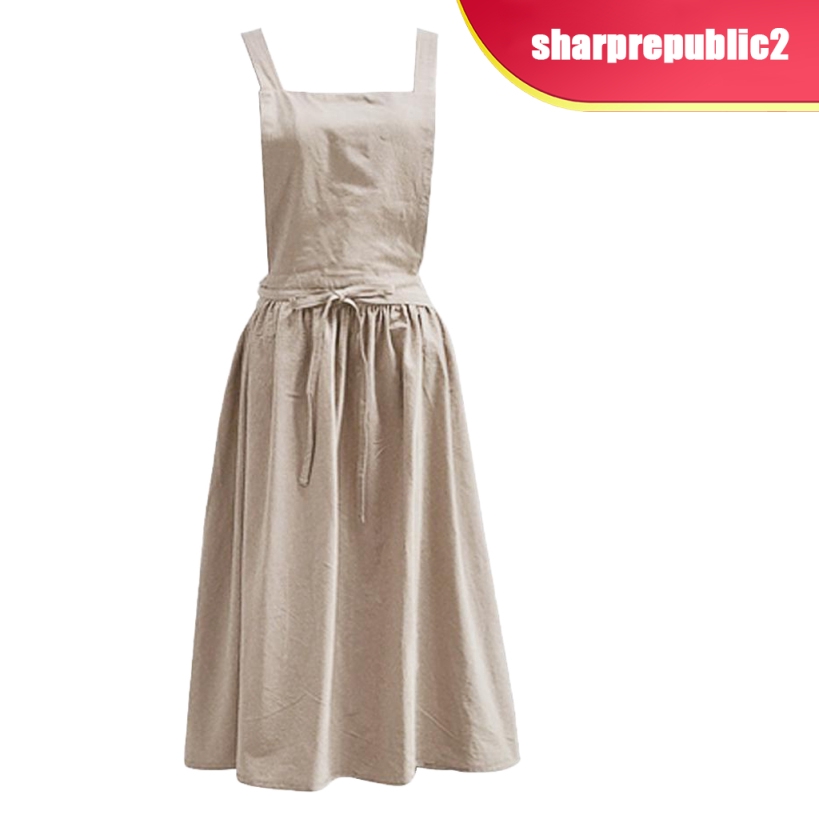 Retro Japanese Cotton Linen Apron Casual Craft Cooking Coffee Shop