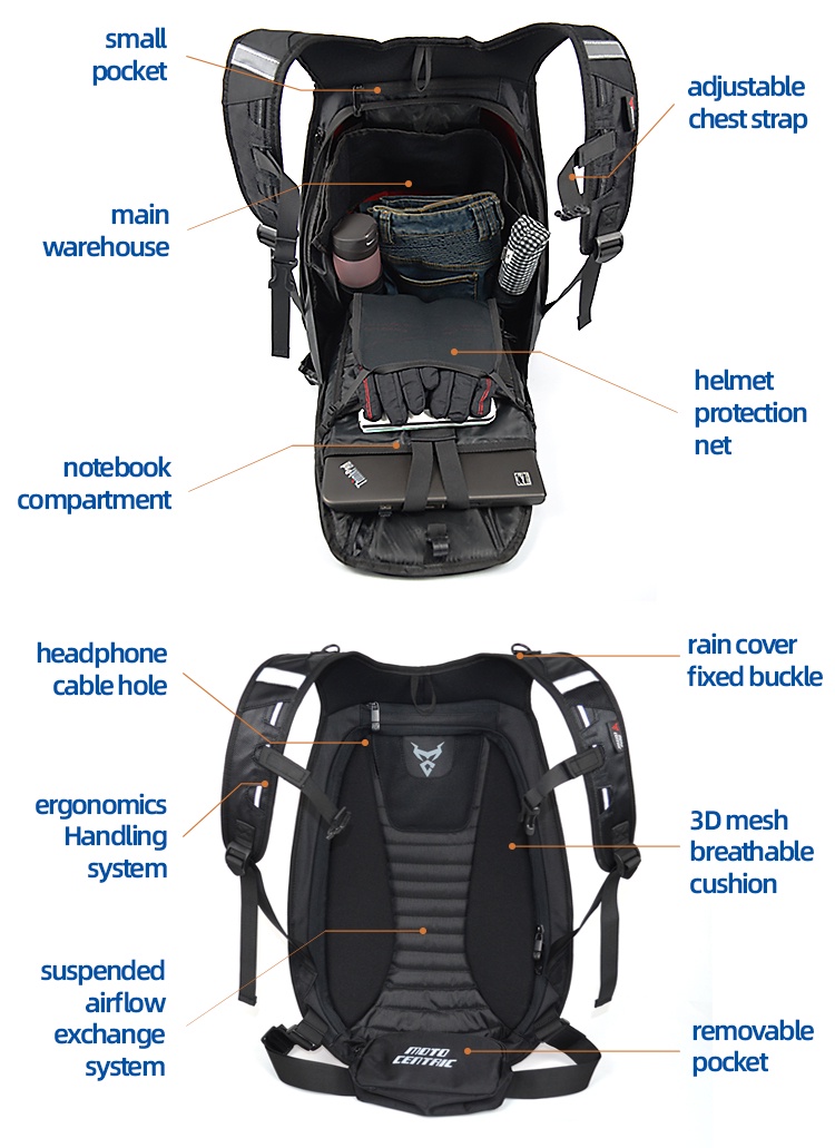 Moto Centric Carbon Fiber Motorcycle Backpack Motorcycle Waterproof