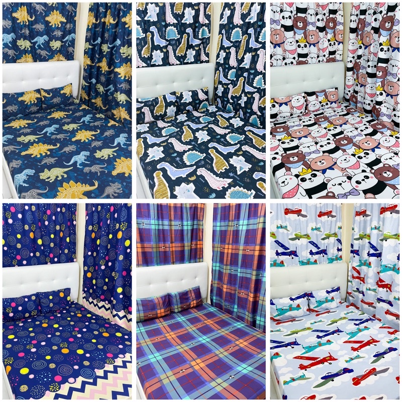 Canadian Cotton 3 in 1 Bedsheet (1 Fitted Bedsheet with 2 Pillowcase