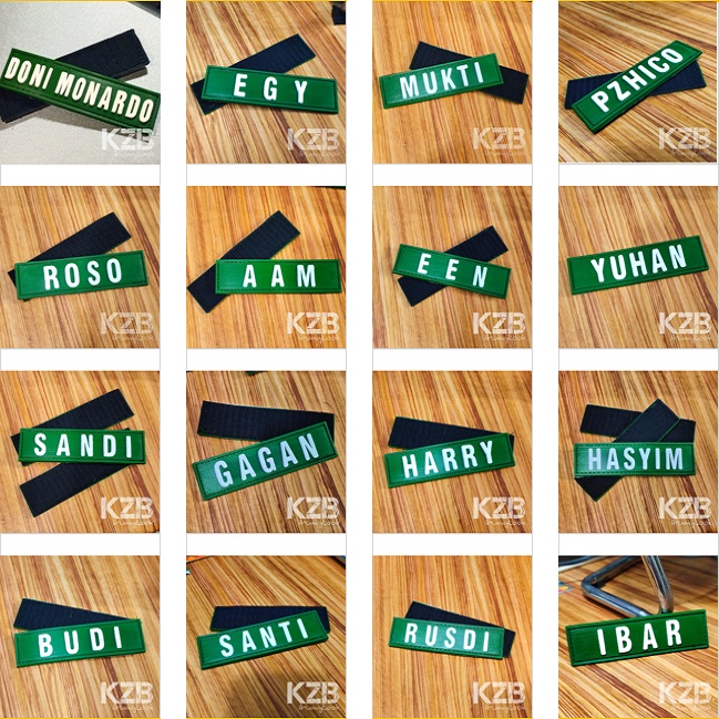 Emblem Rubber NamePatch Rubber Velcro Name 11x3 Green