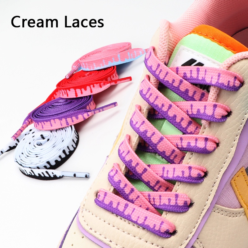 1 Pair Flat Shoelaces for Sneakers Classic Print Gradient Shoelace Ice