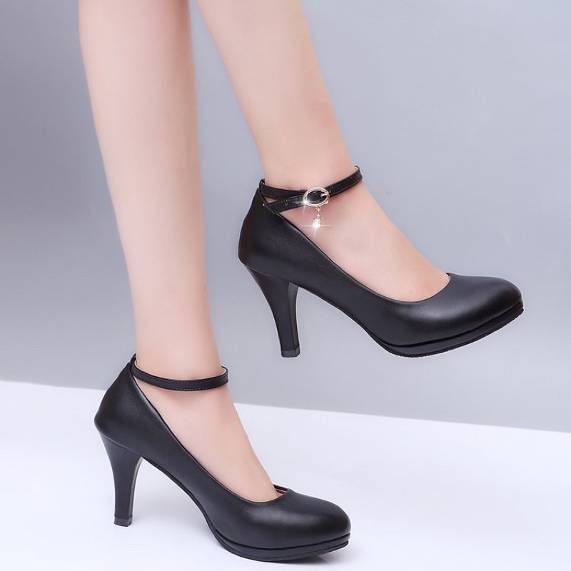 Women's fashion Black school office ladies heels shoes Shopee Philippines